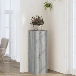 vidaXL Plantenstandaard 33x33x100 cm bewerkt hout grijs sonoma eiken