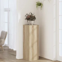 vidaXL Plantenstandaard 33x33x100 cm bewerkt hout sonoma eikenkleurig
