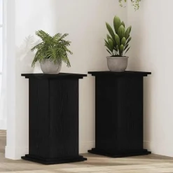 vidaXL Plantenstandaard Zwart Eiken 33 x 33 x 60 cm Bewerkt hout