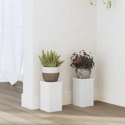 vidaXL Plantenstandaards 2 st 10x10x18 cm bewerkt hout wit
