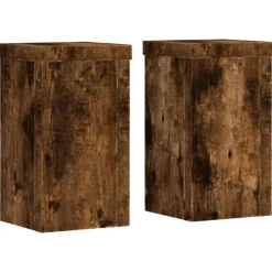 vidaXL Plantenstandaards 2 st 10x10x18 cm bewerkt hout gerookt eiken