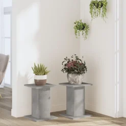 vidaXL Plantenstandaards 2 st 30x30x40 cm bewerkt hout betongrijs