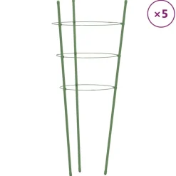 vidaXL Plantensteunen 5 st met 3 ringen 45 cm staal groen