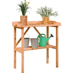 vidaXL Plantentafel met schap 78x38x82,5 cm vurenhout bruin