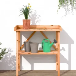 vidaXL Plantentafel met schap 78x38x82,5 cm vurenhout bruin