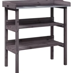 vidaXL Plantentafel met schappen 78x38x82,5 cm vurenhout grijs