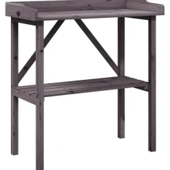 vidaXL Plantentafel met schap 78x38x82,5 cm vurenhout grijs