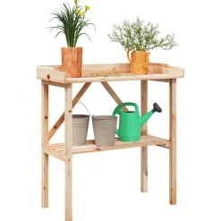 vidaXL Plantentafel met schap 78x38x82,5 cm massief vurenhout