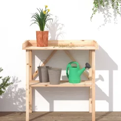 vidaXL Plantentafel met schap 78x38x82,5 cm massief vurenhout