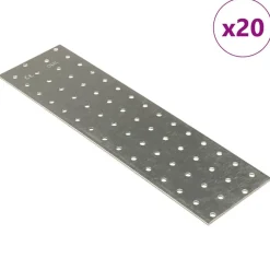 vidaXL Platen geperforeerd 20 st 2 mm 300x80 mm gegalvaniseerd staal