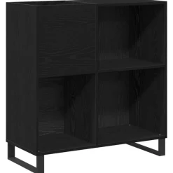 vidaXL Platenkast met plank Zwart Eiken 85 x 38 x 89 cm Bewerkt hout