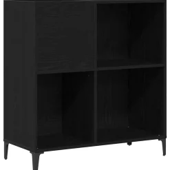 vidaXL Platenkast met plank Zwart Eiken 84,5 x 38 x 89 cm Bewerkt hout