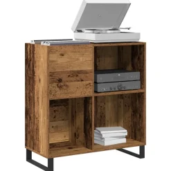vidaXL Platenkast met plank artisanaal eikenkleurig 84,5 x 38 x 89 cm