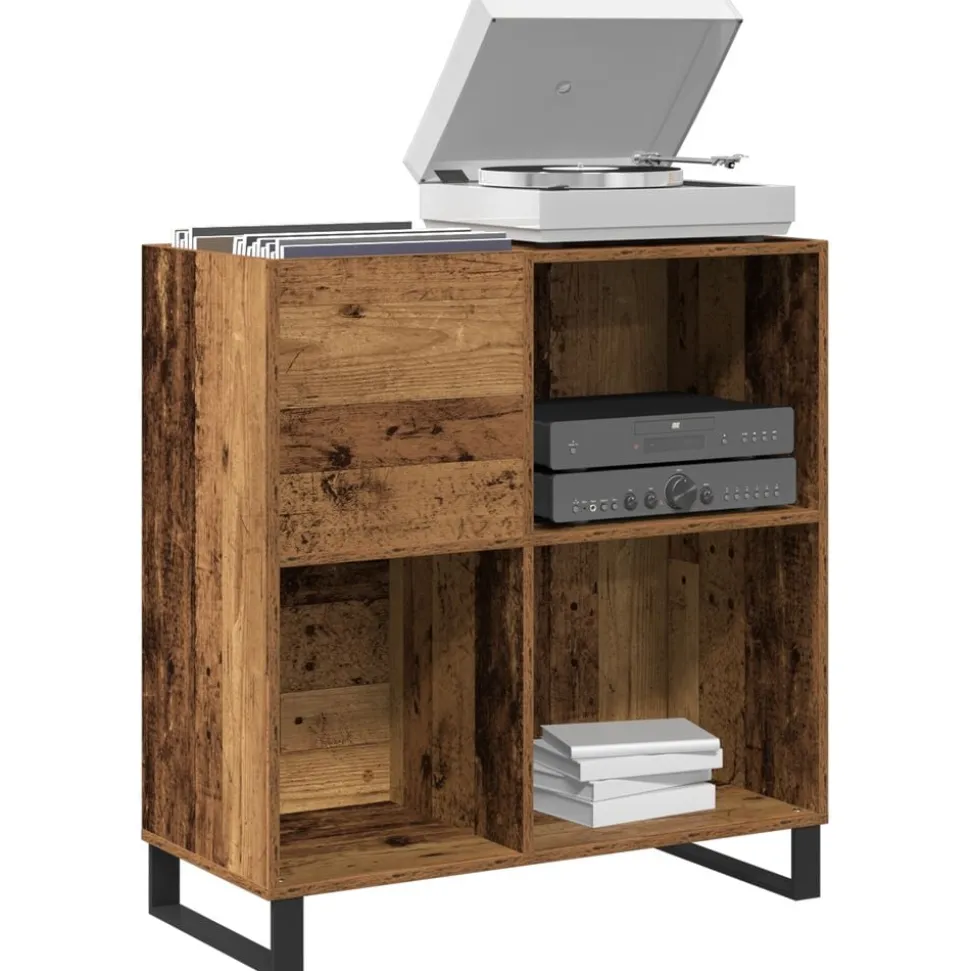 vidaXL Platenkast met plank artisanaal eikenkleurig 84,5 x 38 x 89 cm
