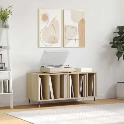 vidaXL Platenkast 100x38x48 cm bewerkt hout sonoma eikenkleurig