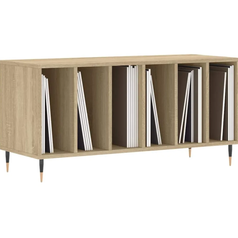 vidaXL Platenkast 100x38x48 cm bewerkt hout sonoma eikenkleurig
