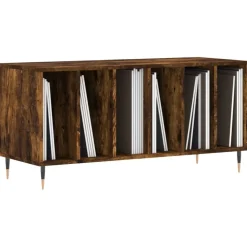 vidaXL Platenkast 100x38x48 cm bewerkt hout gerookt eikenkleurig