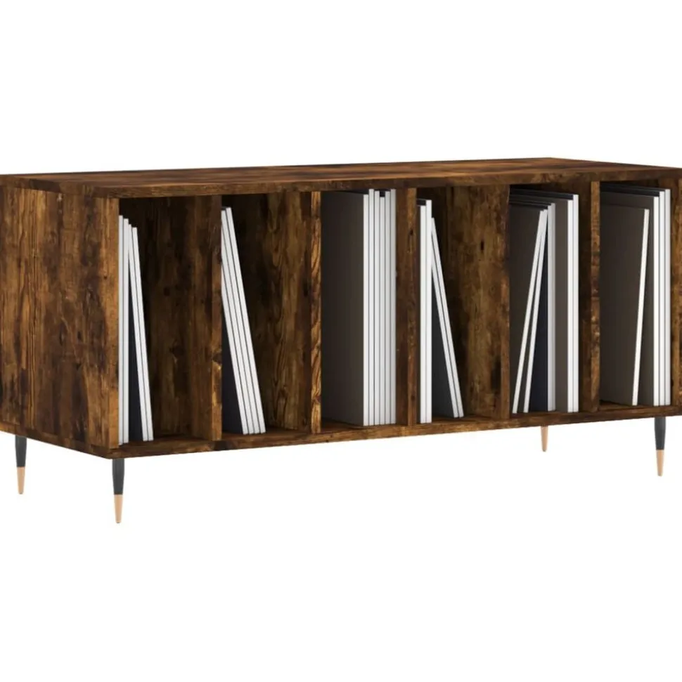 vidaXL Platenkast 100x38x48 cm bewerkt hout gerookt eikenkleurig