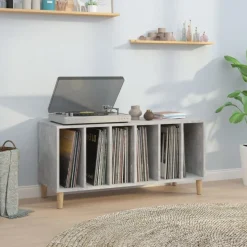 vidaXL Platenkast 100x38x48 cm bewerkt hout betongrijs