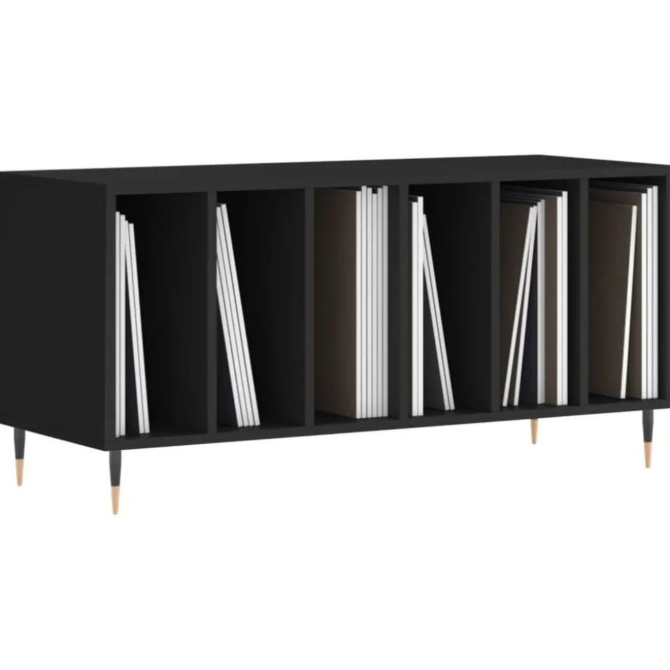 vidaXL Platenkast 100x38x48 cm bewerkt hout zwart