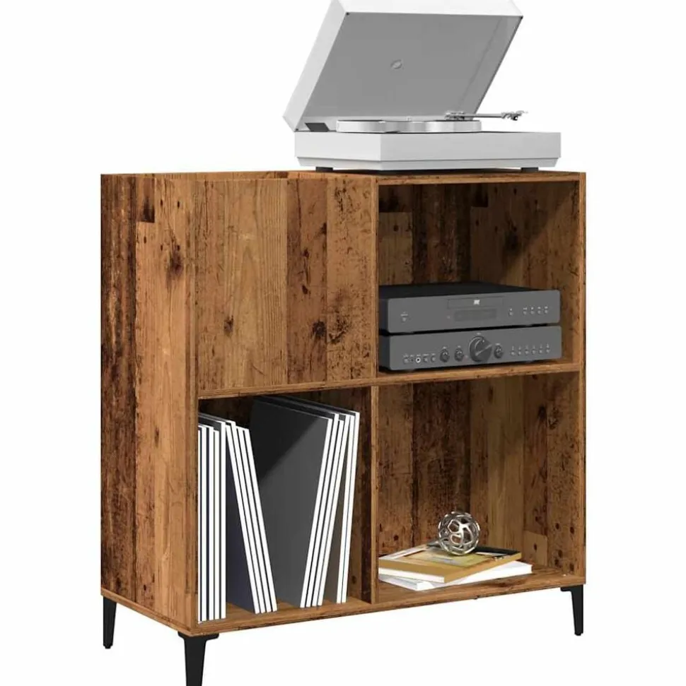vidaXL Platenkast 84,5x38x89 cm bewerkt hout oud houtkleurig