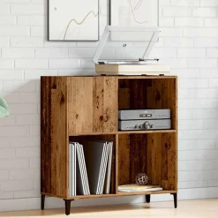 vidaXL Platenkast 84,5x38x89 cm bewerkt hout oud houtkleurig