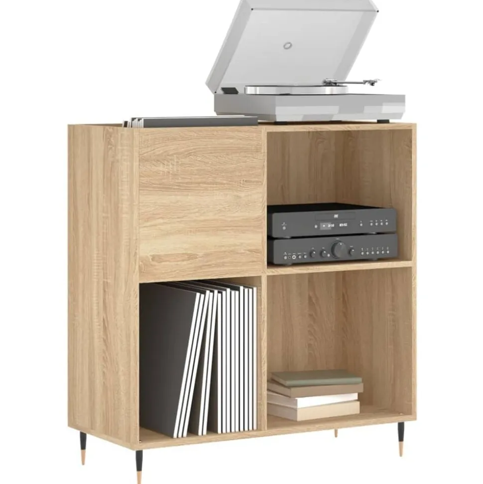 vidaXL Platenkast 84,5x38x89 cm bewerkt hout sonoma eikenkleurig