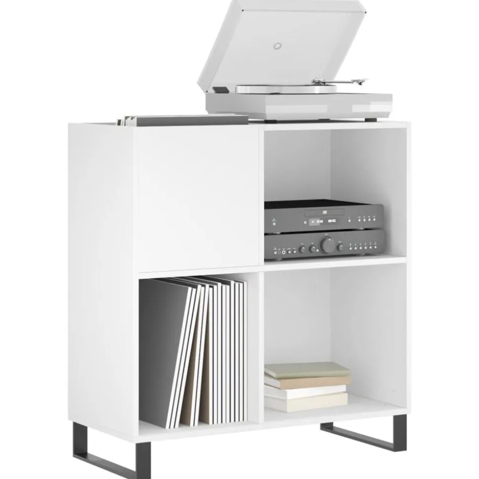 vidaXL Platenkast 84,5x38x89 cm bewerkt hout wit