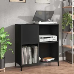 vidaXL Platenkast 84,5x38x89 cm bewerkt hout zwart