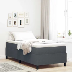 vidaXL Platform bedframe Donkergrijs 80 x 200 cm Katoen Stof