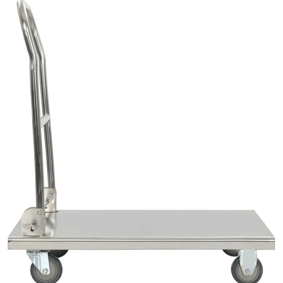 vidaXL Platformwagen 82x53x86 cm roestvrij staal zilverkleurig