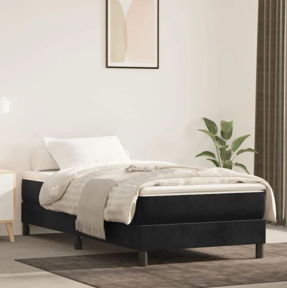 vidaXL Pocketveringmatras medium 80x200x20 cm fluweel zwart