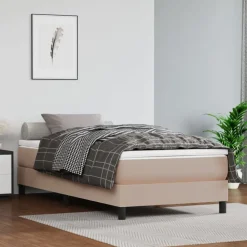 vidaXL Pocketveringmatras medium 80x200x20 cm kunstleer cappuccinokleurig