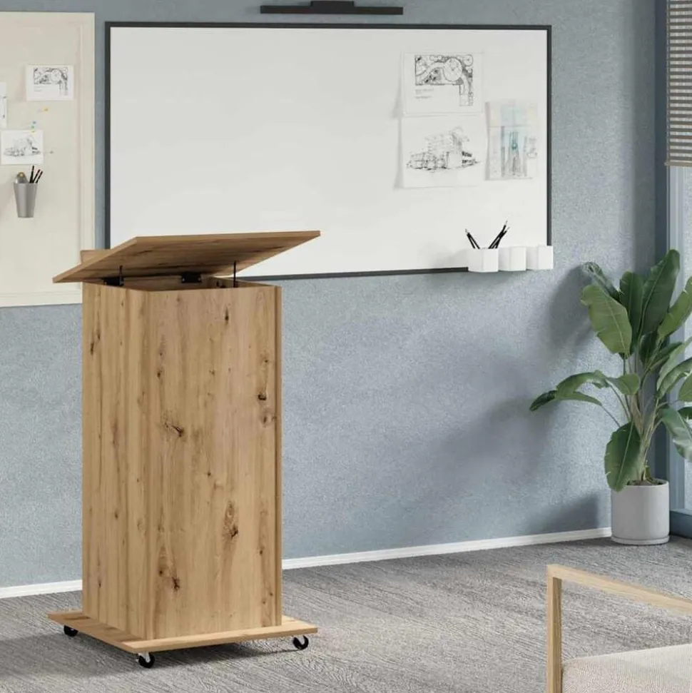 vidaXL Podium met lade Artisan Eiken 55 x 55 x 107 cm Bewerkt hout