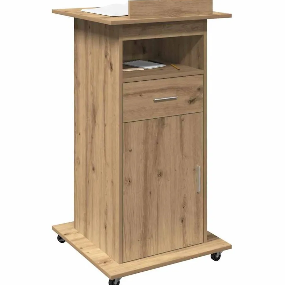vidaXL Podium met lade Artisan Eiken 55 x 55 x 107 cm Bewerkt hout