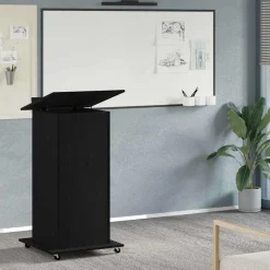 vidaXL Podium met lade Zwart Eiken 55 x 55 x 107 cm Bewerkt hout