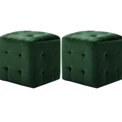 vidaXL Poef 2 st 30x30x30 cm fluweel groen