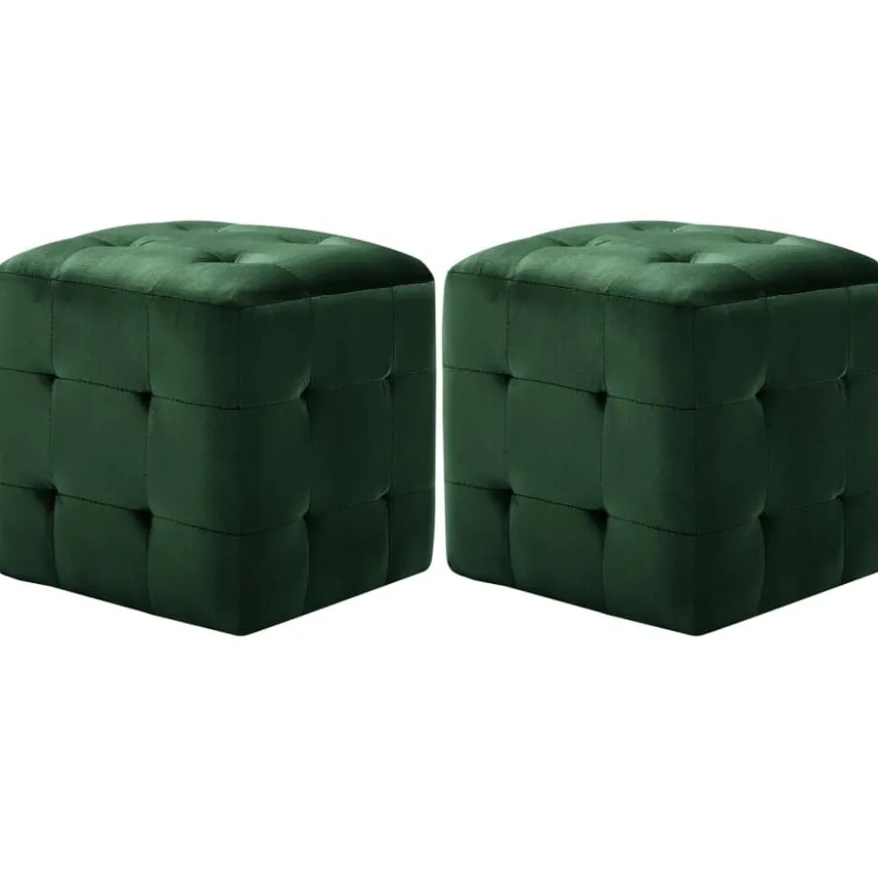vidaXL Poef 2 st 30x30x30 cm fluweel groen