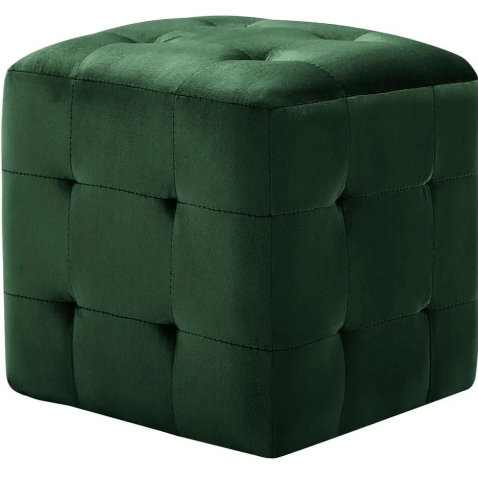 vidaXL Poef 2 st 30x30x30 cm fluweel groen