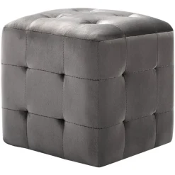 vidaXL Poef 2 st 30x30x30 cm fluweel grijs