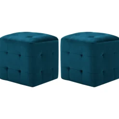 vidaXL Poef 2 st 30x30x30 cm fluweel blauw