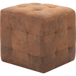 vidaXL Poef 2 st 30x30x30 cm kunstsuède bruin