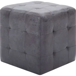 vidaXL Poef 2 st 30x30x30 cm kunstsuède grijs
