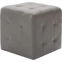 vidaXL Poef 2 st 30x30x30 cm kunstleer grijs