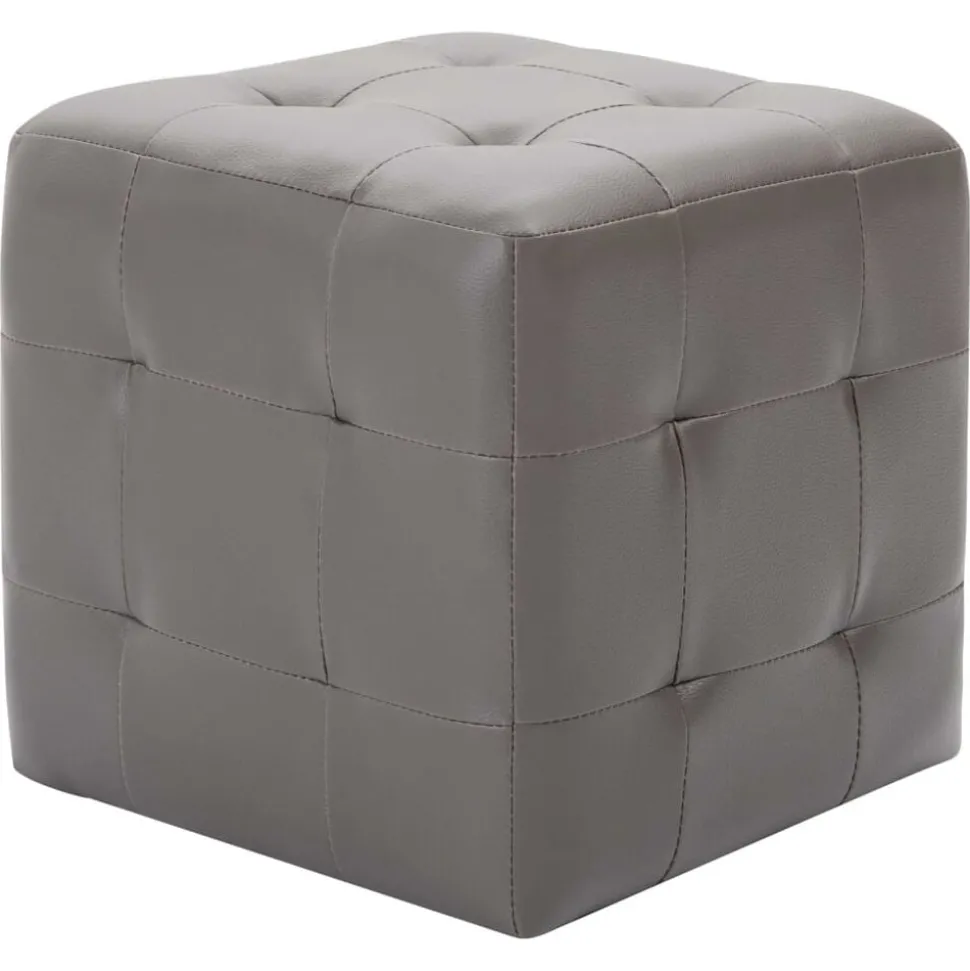 vidaXL Poef 2 st 30x30x30 cm kunstleer grijs