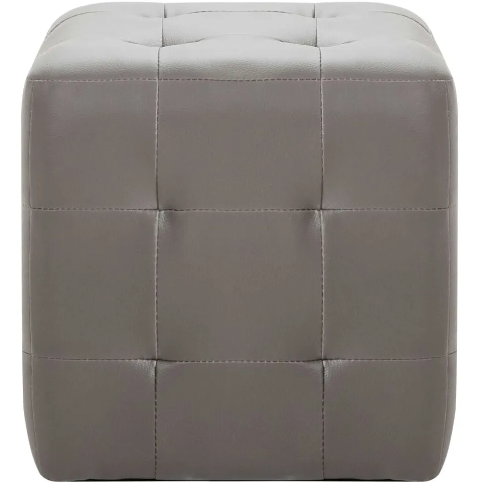vidaXL Poef 2 st 30x30x30 cm kunstleer grijs