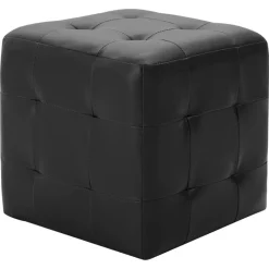 vidaXL Poef 2 st 30x30x30 cm kunstleer zwart
