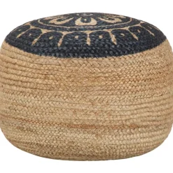 vidaXL Poef handgemaakt 45x30 cm jute blauw