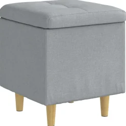 vidaXL Poef met Opbergruimte Lichtgrijs 40 x 40 x 45 cm Stof