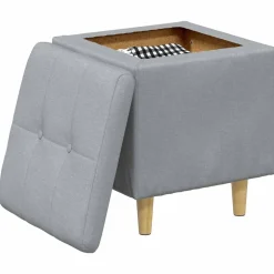 vidaXL Poef met Opbergruimte Lichtgrijs 40 x 40 x 45 cm Stof